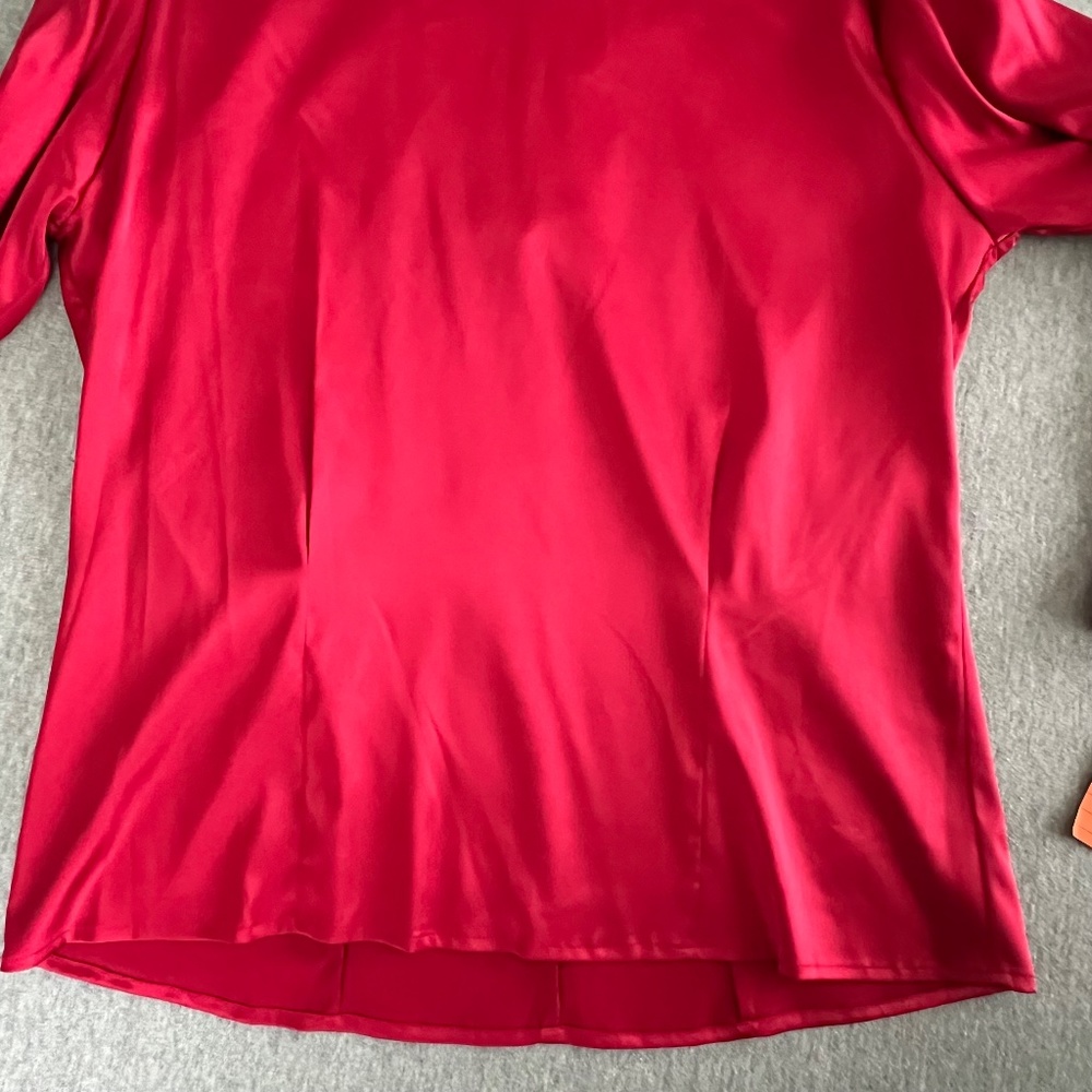 Pendleton Silky Red Formal Blouse Button Wrist New with Imperfection Size 10 - Picture 7 of 14